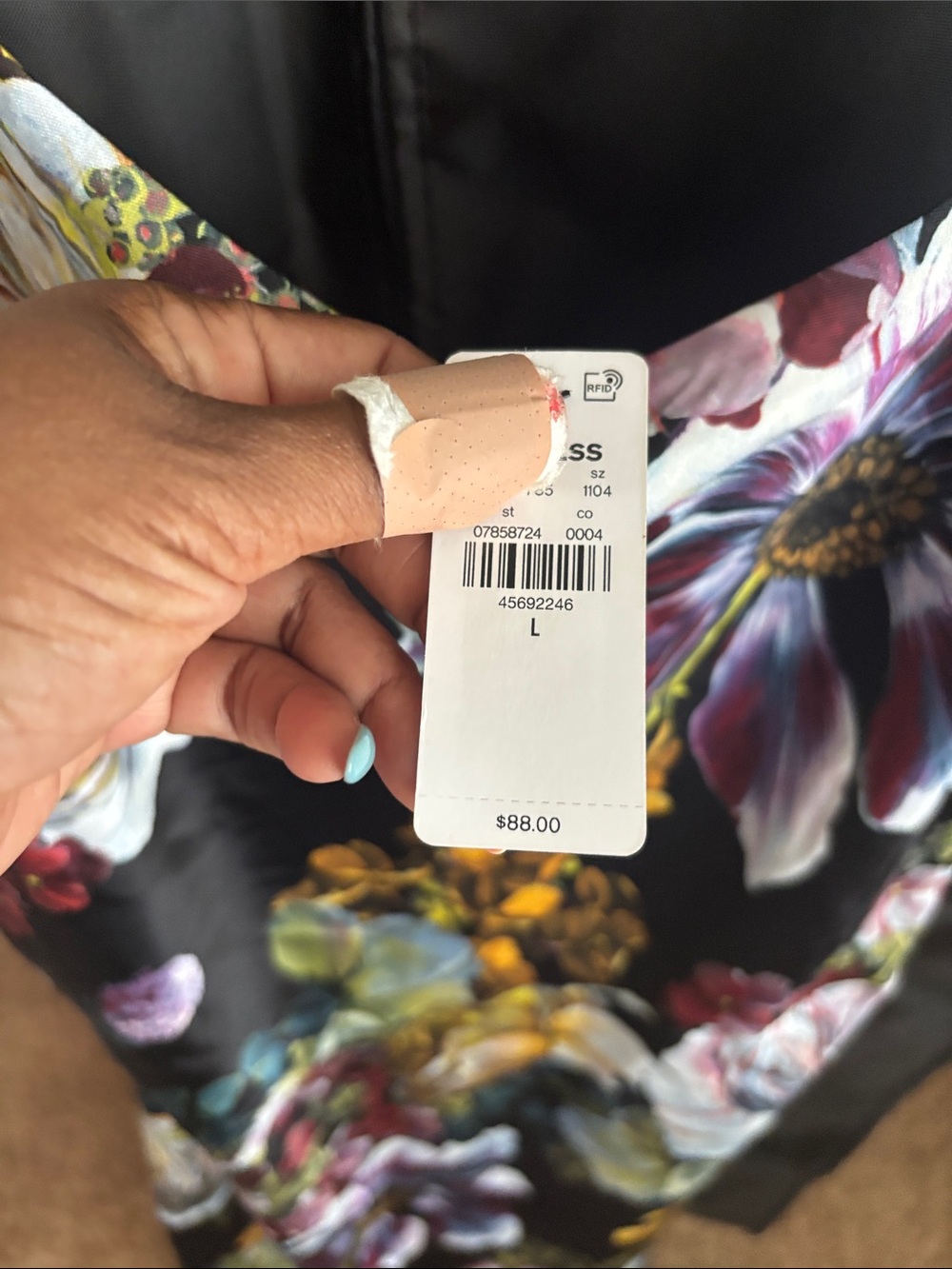 Express Black Satin Maxi Slip Dress with Multicolor Floral Print - Picture 3 of 3